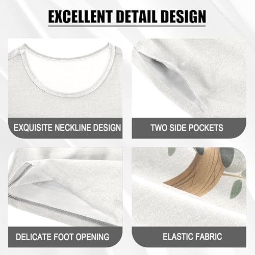 Koala Branch Leaves Ivory Pajama Set Short Sleeve Sleepwear Soft Pajamas Shorts Sets Cotton PJS 5Y4