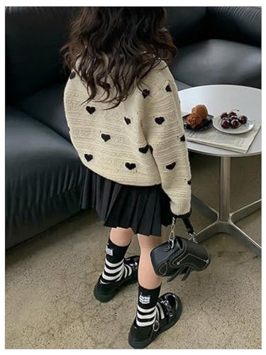 Girl's Heart Cardigan Sweater Cute Button Down Sweater Fall Round Neck Drop Shoulder Cardigans Knit Top4