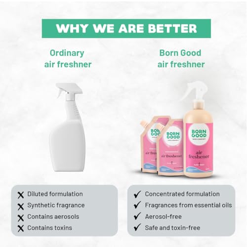 Image of Born Good Plant Based Concentrated Air freshener Spray for Home And Office, Himalayan Winter Fragranc, Makes 1 L, Biodegradable, Non-Toxic And Eco-Friendly - 50 ml Each (Pack of 2) + 1 Empty Bottle