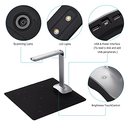 yeacher F50 dobrável HD de alta velocidade livro USB Scanner de câmera de documento de imagem 15 Meg