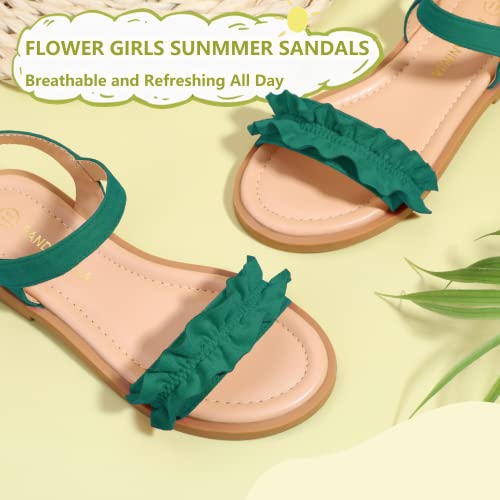Image of PANDANINJIA Girls Sandals, Open Toe Cute Bow Princess Girls Flats, Sparkly Summer Dress Shoes Sandals for Toddler /Little Kid /Big Kid