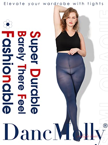 Image of DancMolly Plus Size Tights for Women, Control Top Semi Opaque Nylon Pantyhose High Waist