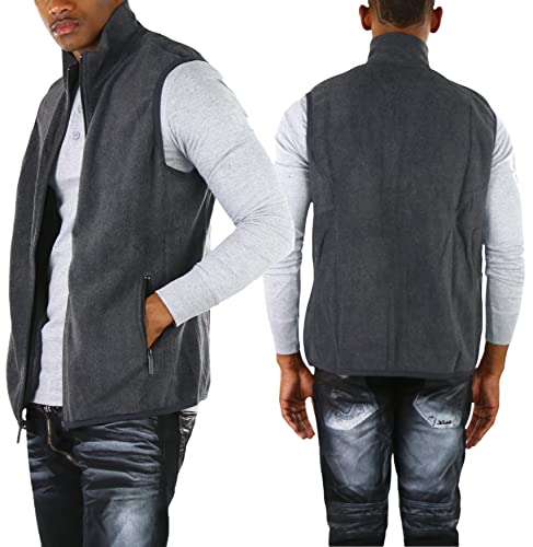 Image of ToBeInStyle Men's Zip Up Sleeveless High Collar Polar Fleece Vest