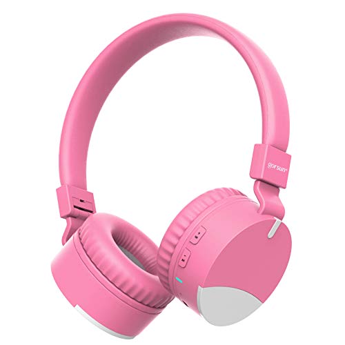 gorsun Wireless Kids Headphones with Microphone, Children's Wireless Bluetooth Headphones, Foldable Bluetooth Stereo Over-Ear Kids headsets-Pink