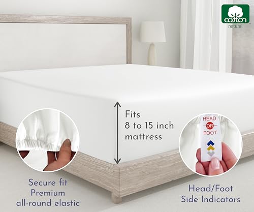 image for California Design Den 2 Cotton Fitted Sheet Twin, 400 Thread Count 100