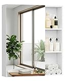 CHOEZON Bathroom Wall Cabinet with Mirror, Bathroom Vanity Mirror Cabinet, Mirrored Medicine Cabinet for Bathroom, Storage Cabinet with Mirror, Wall Cabinet, for Bathroom, Bedroom, Entryway, White