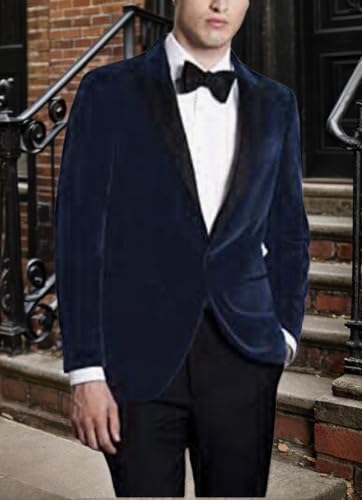 Mi Bo Tong Mens Velvet Blazer Jacket One Button Peak Lapel Prom Party Blazer Dinner Jacket for Men2