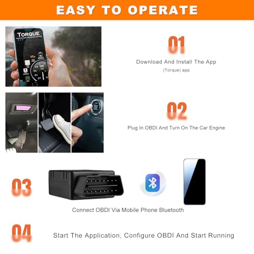 Rdxcv Bluetooth OBD2 Scanner for Car, Wireless OBDII Scan Tool Auto Engine Diagnostic Code Reader, Professional OBD2 Fault Diagnosis Tester Vehicle Interface Scanner for Phone and PC