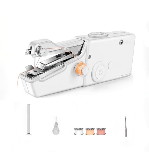 Portable Sewing Machine Suitable for Home, Mini Sewing Machine for Quick Stitching, Portable Sewing Machine Suitable for Home, Travel and DIY, Electric Handheld Sewing Machine for Beginners, White