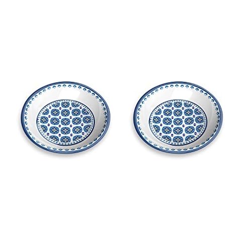 TarHong Cat Saucer - Patterned Cat Saucer Dish for Milk and Wet Food - Pet Dining Accessories (Morrocan Indigo, Saucer) Cover