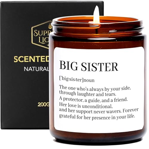 Best Sister Gifts for Women Sister Candle Mothers Day Gift Ideas for Soul Sisters Sister in Law BFF Bestie Coworkers Sandalwood Rose Scented Candle 7oz
