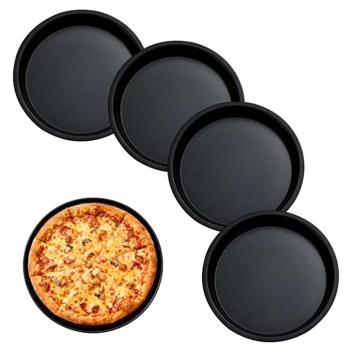 Plat à tarte individuel en métal, lot de 4, avec revêtement antiadhésif, taille 15 cm, idéal pour tartes, pâtisseries et quiches, facile à nettoyer,...