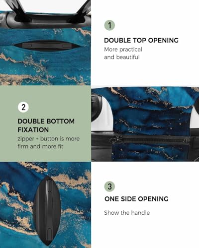 Travel Luggage Cover Spandex Elastic Suitcase Cover for Luggage, Scratch Proof Luggage Cover Protector for Trunk Case 19-21 Inch Luggage, Abstract Watercolor Marble Pattern Blue2