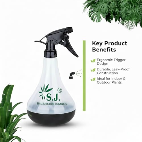 Image of SJ Organics 770ml Spray Bottle for Plants, Compact Water Spray Bottle, Garden with Adjustable Nozzle, Leak-Proof Hand, Multi-Purpose use, Transparent Sprayer for Lawn Garden