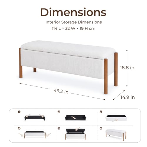 AQUGQ 50" Shoe Bench with Storage, Waffle Weave Shoe Rack Bench, Chenille Shoe Storage Bench Entryway Storage with Cushion for Front Doors Entrances Hallway, Mudroom, Closet, Bedroom, Beige, XR-Ben01 by AQUGQ - Used condition - Image 6