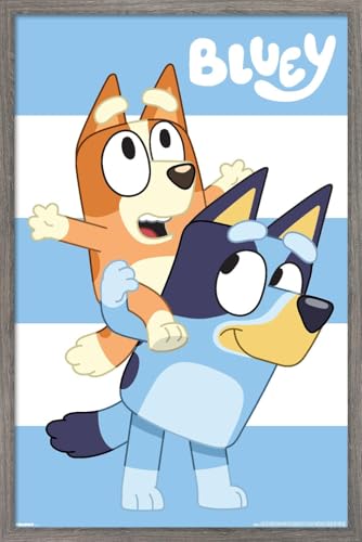 Trends International Bluey - Stripes Wall Poster, 22.4L x 14.7W, Barnwood Framed Version