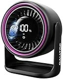 Gaiatop Desk Fan with Touch Control, 4000mAh Battery, 5 Speeds Ultra Quiet Bedroom Fan with LED Display, 90° Tilt, 7.7 In USB-C Rechargeable Desktop Fan for Dorm Office Room Home Office, Black Purple