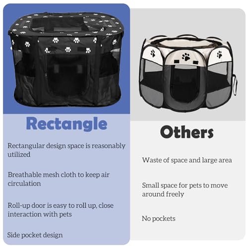 Apatal Portable Foldable Pet Playpen for Dogs and Cats Foldable Dogs Play Pens Collapsible Puppy Playpens Folding Doggy Crates Camping Kennel Tent with 2 Collapsible Water Bowl for Indoor Outdoor (M)