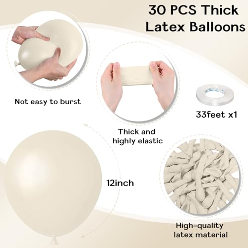 Image of White Sand Latex Party Balloons 12 Inch Beige Cream Balloons Gender Reveal
