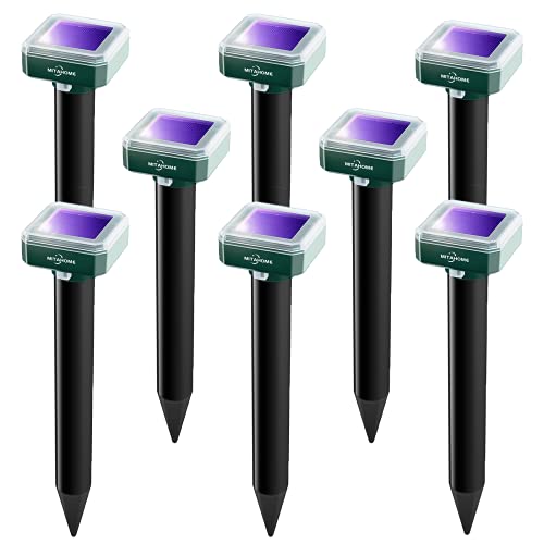 MITAHOME Solar Mole Repellent, 8 Pack Mole Repeller, Solar Powered Ultrasonic Pest Repeller for Mole, Vole, Gopher, Snakes and Other Rodent Animals of Outdoor Use(Square)