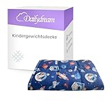Dailydream Kinder Gewichtsdecke | 104x150 | 3,2 kg | Motiv Space | aus 100% Baumwolle | mit Glasperlenfüllung | schwere Decke zum Schlafen | Weighted Blanket | Therapiedecke | Körpergewicht 35-55 kg