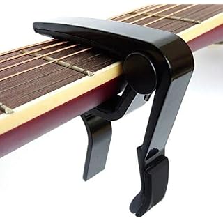 Capodastre Capo Capo Capodastre pour guitare acoustique 6 cordes, guitare électrique, banjo et ukulélé avec 6 médiators de couleurs aléatoires Noir + manivelle à cordes – Image 2