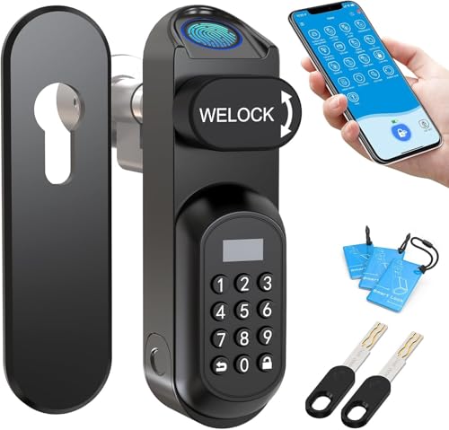Welock U81 Smart Door Lock Ultra with Fingerprint Password WLAN App and RFID Card Replacement Part Mechanical Key Electronic Door Lock Front Door Adjustable for 50-90 mm EU Profile Door