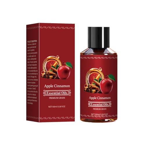 Aceite aromático de manzana y canela, 100 ml, aceite esencial de manzana de canela, aceites esenciales para otoño, aceite de fragancia navideña para difusores para el hogar, fabricación de jabón