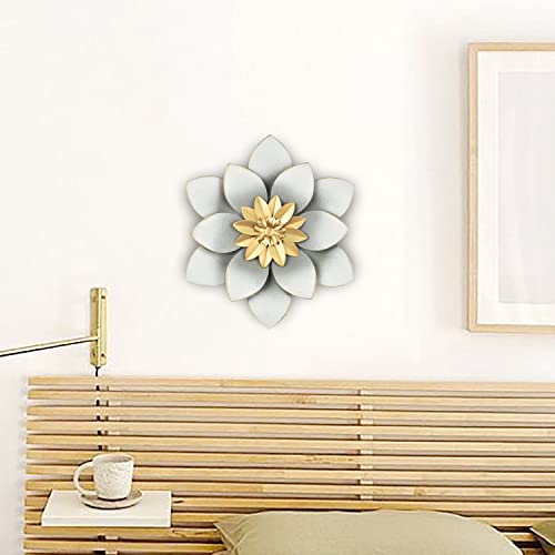 Reflinto Metal Flower Wall Decor, Iron Floral Sculpture, Farmhouse Hanging Rustic Decoration For Bedroom, Living Room, Bathroom, Kitchen - Grey, 9.5", 1Pcs #TOP5