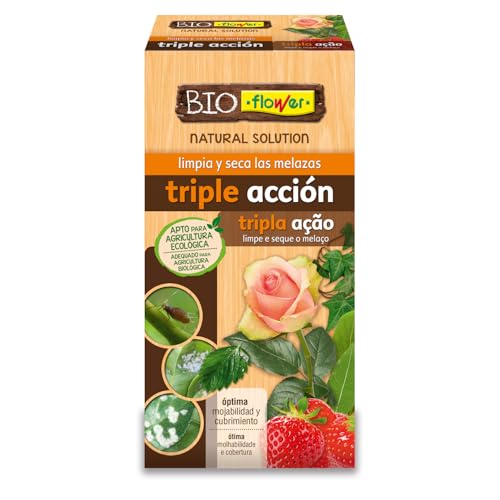 BioFlower - Triple Acción Ecológico 100 ml | Insecticida, Fungicida y Secante | Boro y Extractos Vegetales Biodegradables | Apto Agricultura Ecológica | Concentrado Soluble