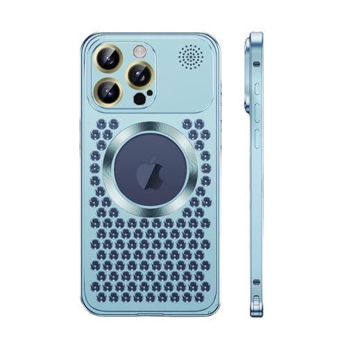 SNIDII Metal Heat Dissipation Phone Case for iPhone 16 Pro Max Magnetic Aluminum Cover for IPHON 16Promax Blue