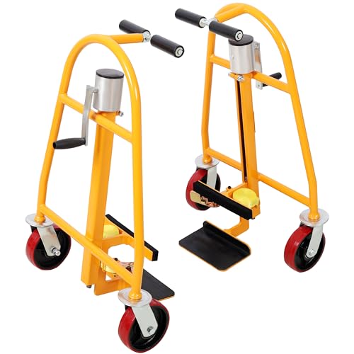 2PACK Heavy Duty Furniture Mover, Industrial Machinery Mover Yellow, 1400lbs Capacity, 6 Inch Swivel Casters, Nylon Straps for Safely Transporting Cabinets Furniture Crates