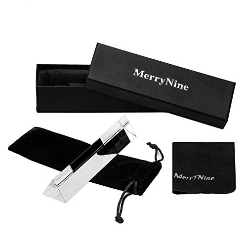 MerryNine 15,2 cm optisches Glas dreieckiges Prisma für Physik Lehre Lichtspektrum, Fotografie, Regenbogenmacher, Sonnenfänger, 150 mm, mit Geschenkbox 6"-150mm Cover