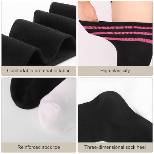 Image of DRESHOW Plus Size Thigh High Socks Striped Over Knee Long Boot Stockings Knee High Tube Socks Leg Warmers for Women