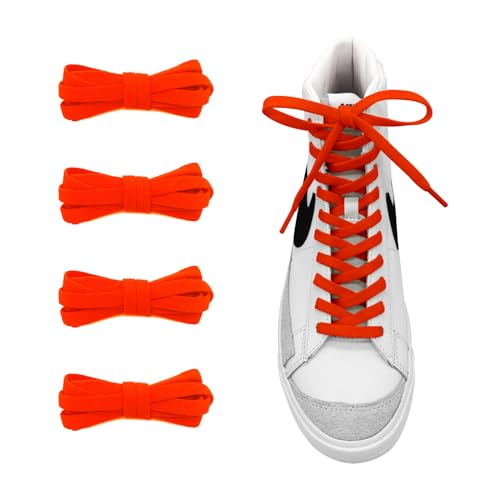 Image of UamGlsob 2 Pairs 5 /16 inch Flat Elastic Shoe Lace, 27 inch-72 inch Length Stretch Shoelaces Strings Replacement for High /Low Top Sneakers
