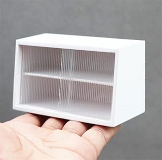 EatingBiting 1:6 Mini House White Miniature Furniture Wood Cake Commercial Countertop Bakery Display Case Cabinet Storage Showcase with Acrylic Movable Window 3.9