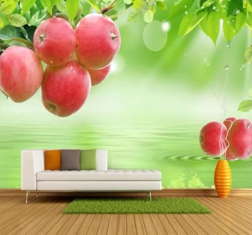 XLMING Fraîcheur Été Petit Arbre Rouge Fruits 3D Papier Peint Texture Soyeuse Intissé Salle à Manger Bureau D'étude Canapé Chambre Salon TV...