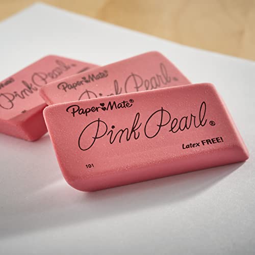 Image of Paper Mate Pink Pearl Erasers, Large, 3 Count