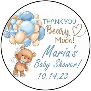 60 pcs Teddy Bear Baby Shower Stickers - Blue - Pink - Baby Shower Favors - Labels - Tags - Personalized - 1.5" - Round - Sticker for envelopes cards gifts - seals - stamps - Boy -Girl - Thank You