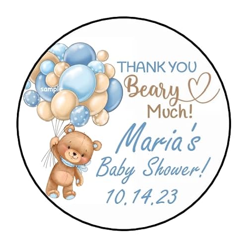 Teddy Bear baby shower stickers blue pink