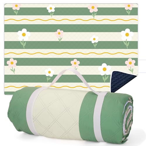 LARUTAN Picknickdecke XXL wasserdicht 200x300 – Provence Design, extra große Picknickdecke gepolstert & isoliert, waschbare Stranddecke sandfrei für Camping, Garten & Outdoor
