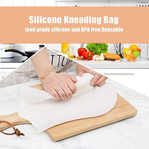 Angzhili 2 Pack Kneading Dough Bag,Silicone Kneading Bag,Multifunctional Dough Mixer For Bread And Cookie,Flour Mixing Bag Preservation Bag, Bread Kneading Tool Reusable Dough Bag,Cooking Tool,2 Size #TOP1