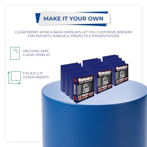 Image of Samsill Durable 1.5 inch 3 Ring Binder, D Ring Binder, 100% Recycled Chipboard, Blue, 12 Pack