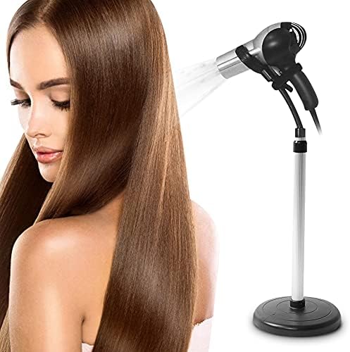 Hair Dryer Holder, Adjustable Stainless Steel Blower Holder Hands-Free Removable Suction Cup Stand Home Bathroom Accessory Free Floor Standing Hands Sucking Styling for Women and Pet