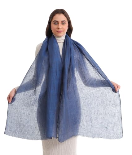 EH 100% Pure Linen Scarf, Stole, two tone color Melange, large, airy, breathable, all weather linen scarf