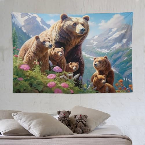 Ours tapisserie murale suspendue PAZZK grande tenture en polyester de chambre
