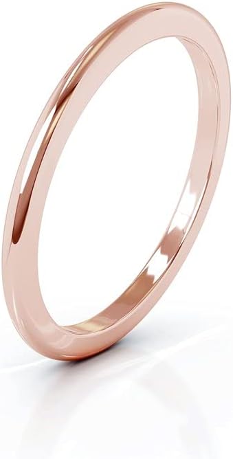 V Touch 14K Gold Plated 925 Sterling Silver 2mm Anniversary Domed Wedding Band Ring for Women's