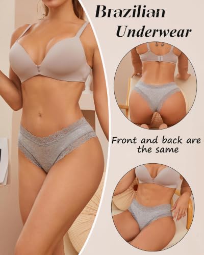Image of Womens Cotton Underwear Sexy Lace Brazilian Panties Soft Bikini Ladies Pack