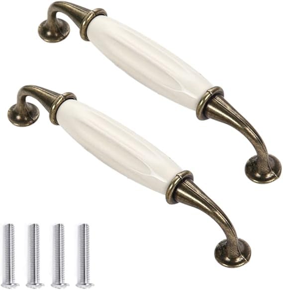 ES EVGOR STUDIO White Ceramic Handle for Kitchen Cabinet/Dresser/Drawer/tv Unit in 6 inches (Pack of 2) | Pull Handle (B0D9KVYZBJ) Amazon Price History, Amazon Price Tracker