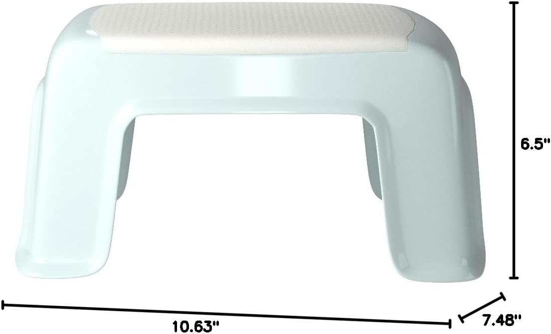 Step Stool ABS Plastic Stools, Adults Simple Style Stool Anti-Slip with Strong Bearing Stool for Home, Office, Kindergarten - White with Blue : Office Products